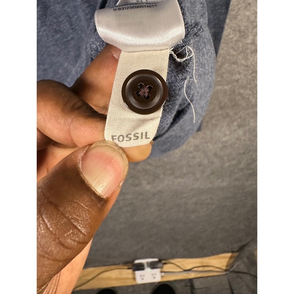 Fossil Mens Hoodie Small Blue Heathered Button Pullover Casual Comfy‎ - Picture 6 of 7